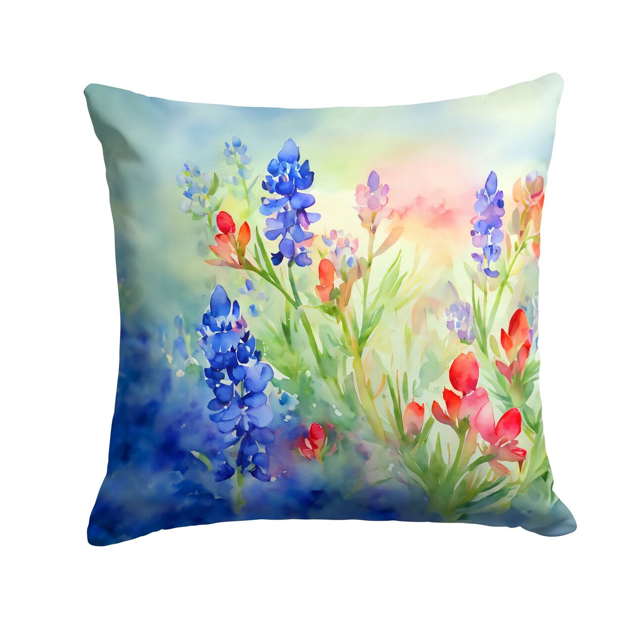 Edge Collections - 18" X 18" - Multicolor - Texas Bluebonnets in Watercolor Throw - 1 Piece